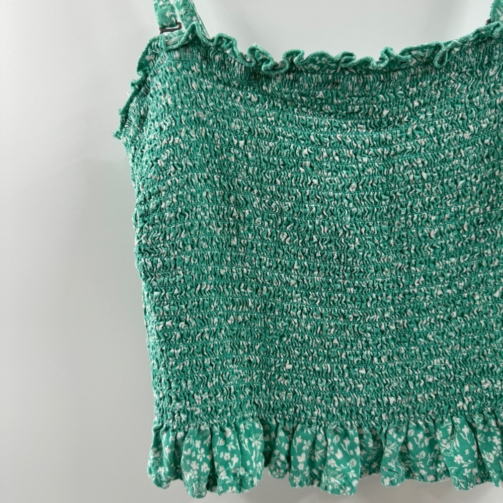 Hollister Turquoise Floral Smocked Tank Top – Size Medium - Picture 4 of 7